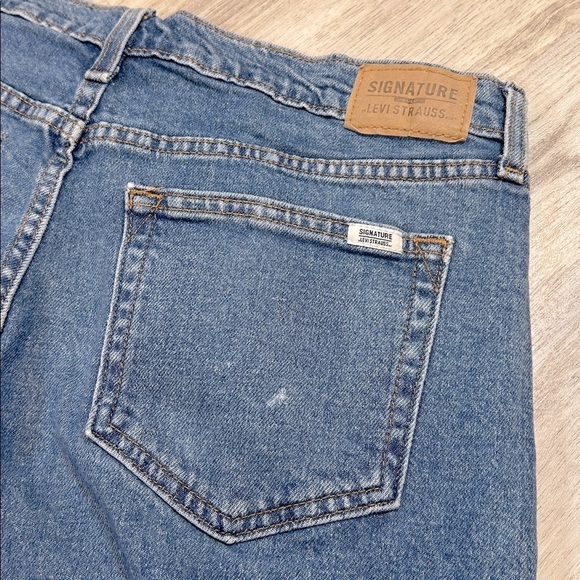 Levi Strauss Signature Gold Jeans | Wide Leg High Rise Blue Heritage Denim Sz 12 - Picture 7 of 8